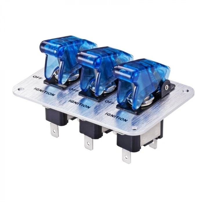 3lü ON-OFF Toggle Switch Panel - Mavi