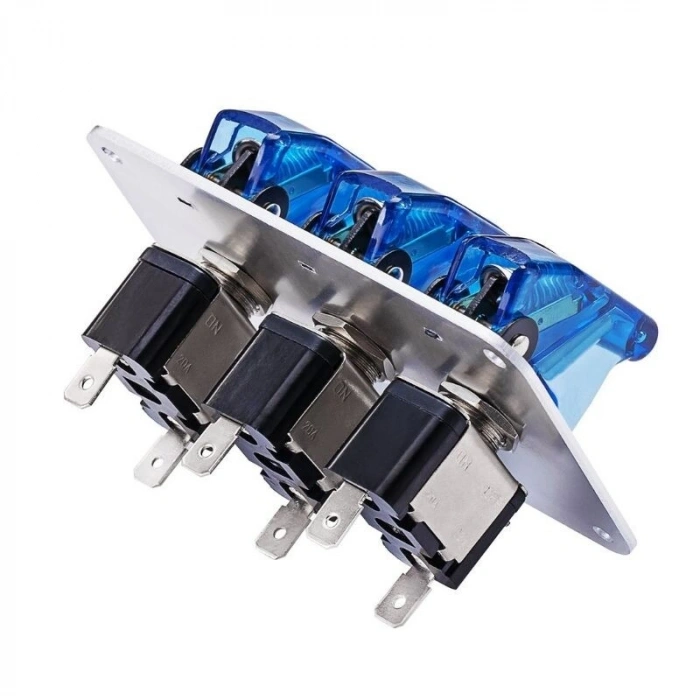 3lü ON-OFF Toggle Switch Panel - Mavi