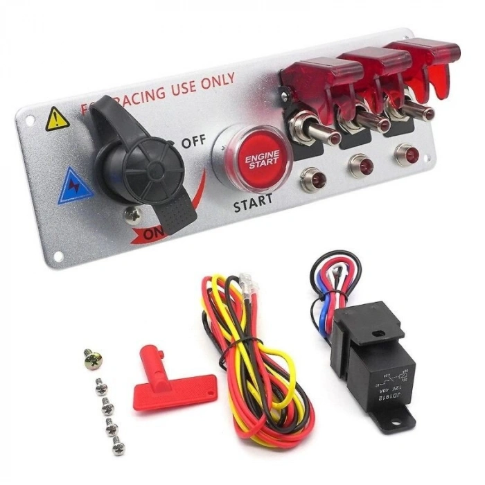 3lü ON-OFF Toggle Switch Panel - Motor Start Butonlu ve Kontak Anahtarlı