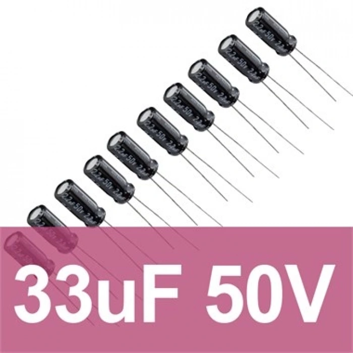 33uF 50V Elektrolitik Kondansatör (10 Adet)
