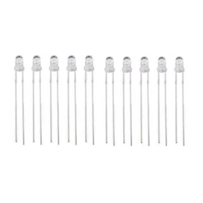 3mm Şeffaf Beyaz LED (10 Adet)