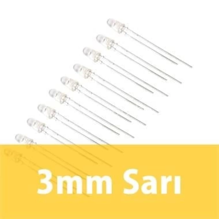 3mm Şeffaf Sarı Diyot LED (10 Adet)