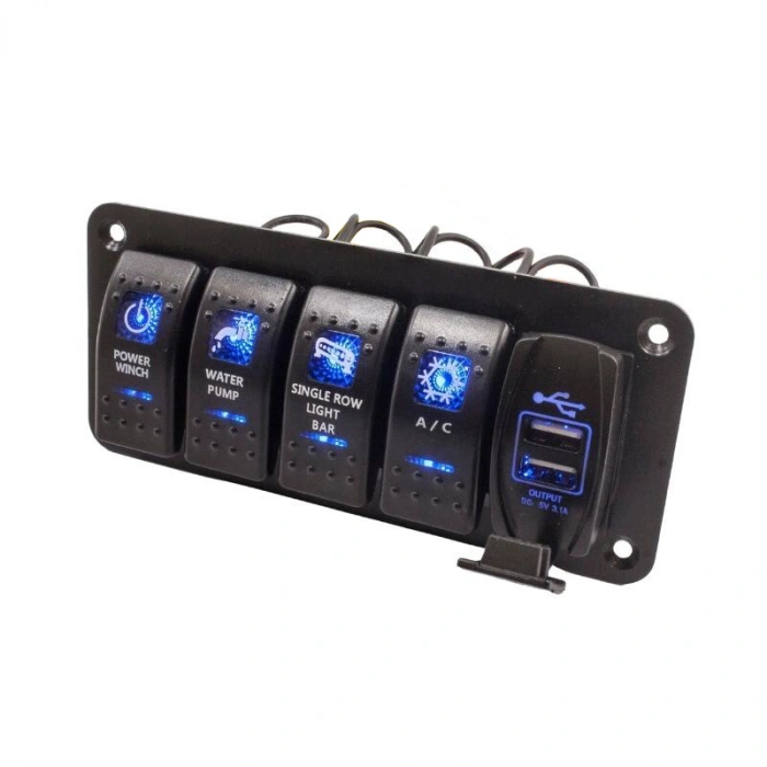 4lü ON-OFF Işıklı Anahtar Switch Panel 2x 5V 3.1A USB