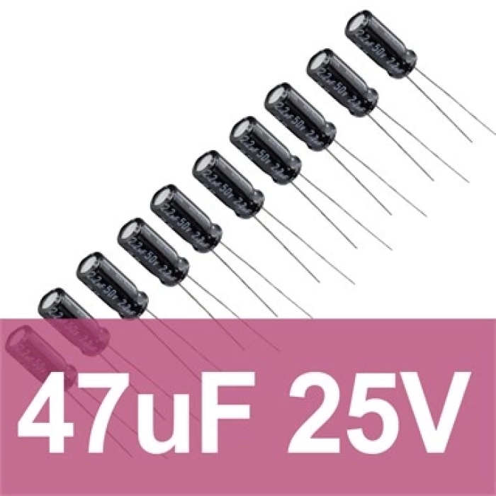47uF 25V Elektrolitik Kondansatör (10 Adet)