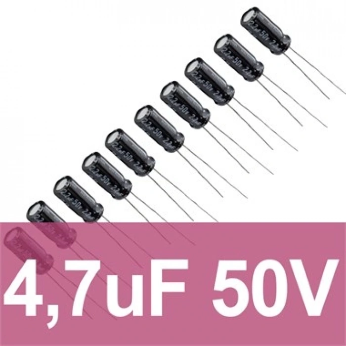 4.7uF 50V Elektrolitik Kondansatör (10 Adet)