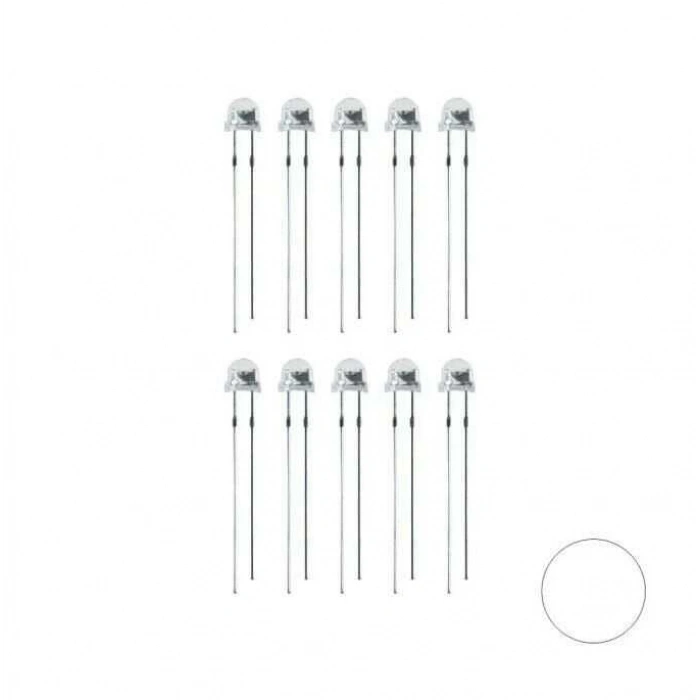 4.8mm Beyaz Mantar Led Paketi - 10 Adet