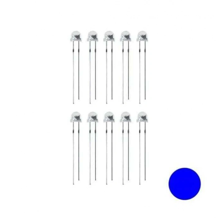 4.8mm Mavi Mantar Led Paketi - 10 Adet