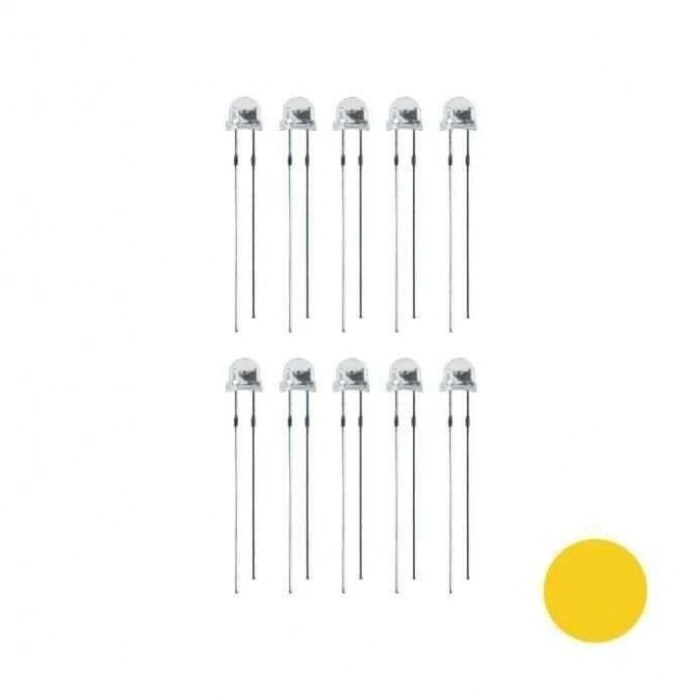 4.8mm Sarı Mantar Led Paketi - 10 Adet