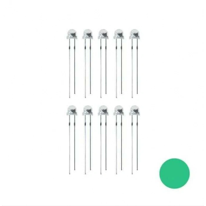 4.8mm Yeşil Mantar Led Paketi - 10 Adet