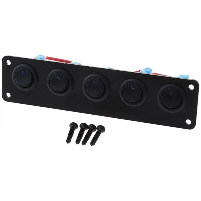 5li ON-OFF Mavi Nokta Işıklı Anahtar Switch Panel 12V-24V