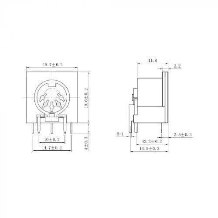 5 Pin Dişi DIN Konnektör - Panel Tipi