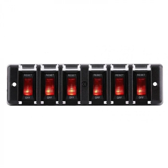 6lı ON-OFF Kırmızı Işıklı Anahtar Switch Panel 12V 16A