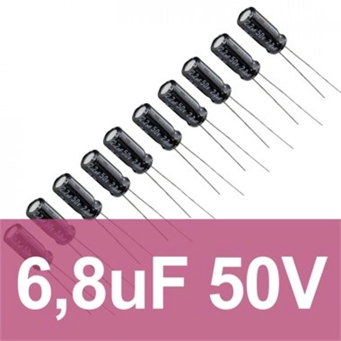 6.8uF 50V Elektrolitik Kondansatör (10 Adet)