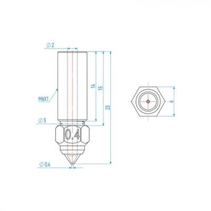 0.6mm Krom Zirkonyum Bakır Creality K1, K1 Max, CR-M4 Nozzle