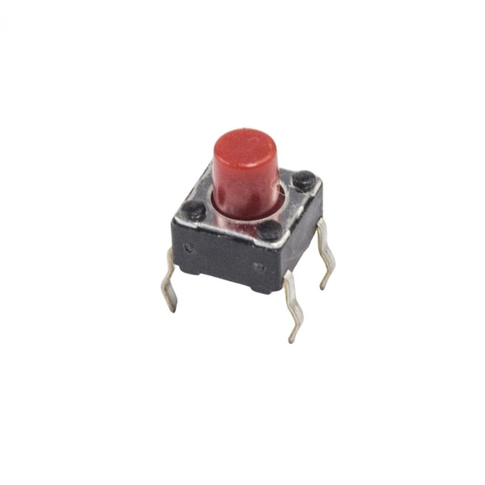 6x6x7mm 4 Pinli Kırmızı Push Buton - Tact Switch