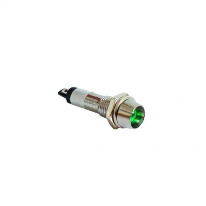 8mm 12V Metal Sinyal Lambası - Yeşil
