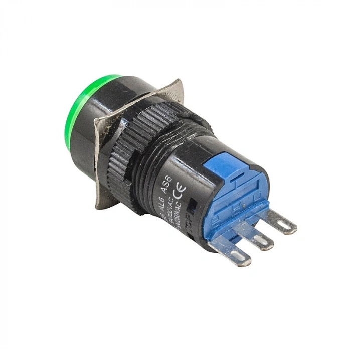 AB6-M 16mm 30V Yeşil Yaylı Buton