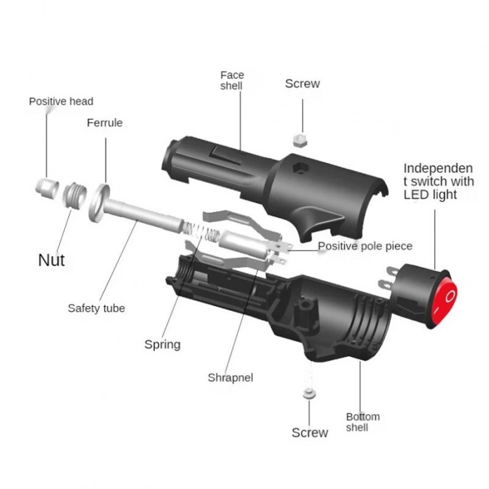 Araç Çakmak Soketi Kırmızı Işıklı Switch - 15A Sigortalı