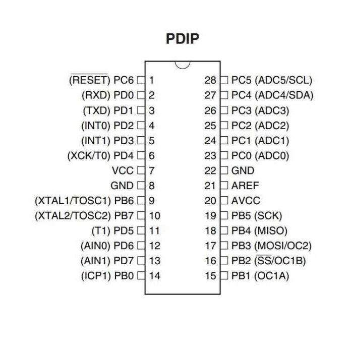 ATMEGA8-16PU DIP-28 16MHz Mikrodenetleyici