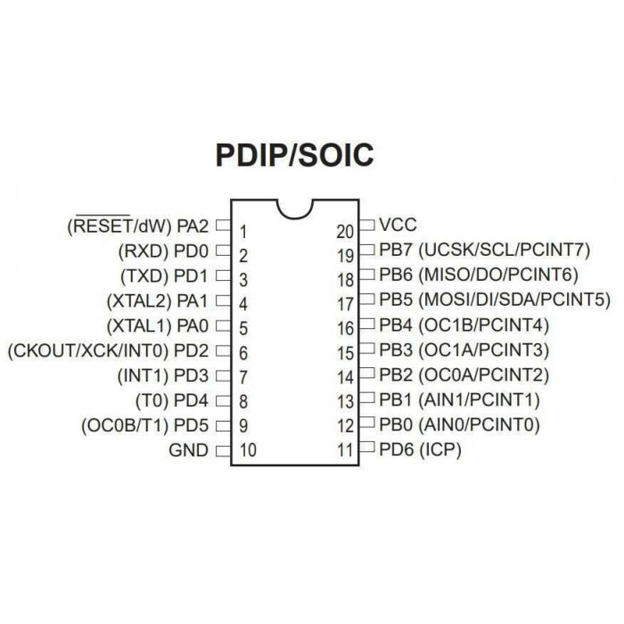 ATTINY2313-20PU DIP-20 20MHz Mikrodenetleyici