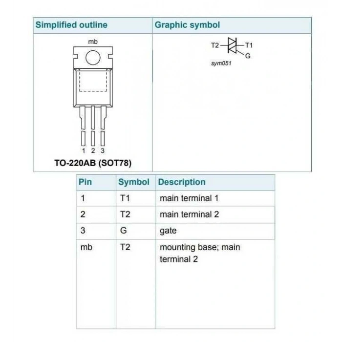 BT137 - TO220 8A 600V Triyak