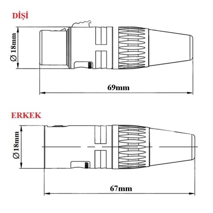 Canon / XLR 4 Pin Jack - Dişi