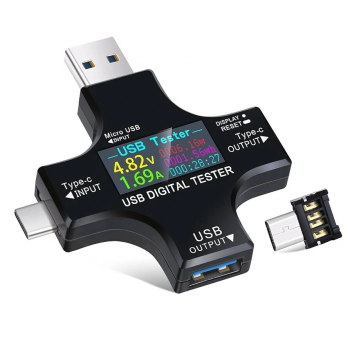Çok İşlevli Type-C+USB Dijital Test Cihazı