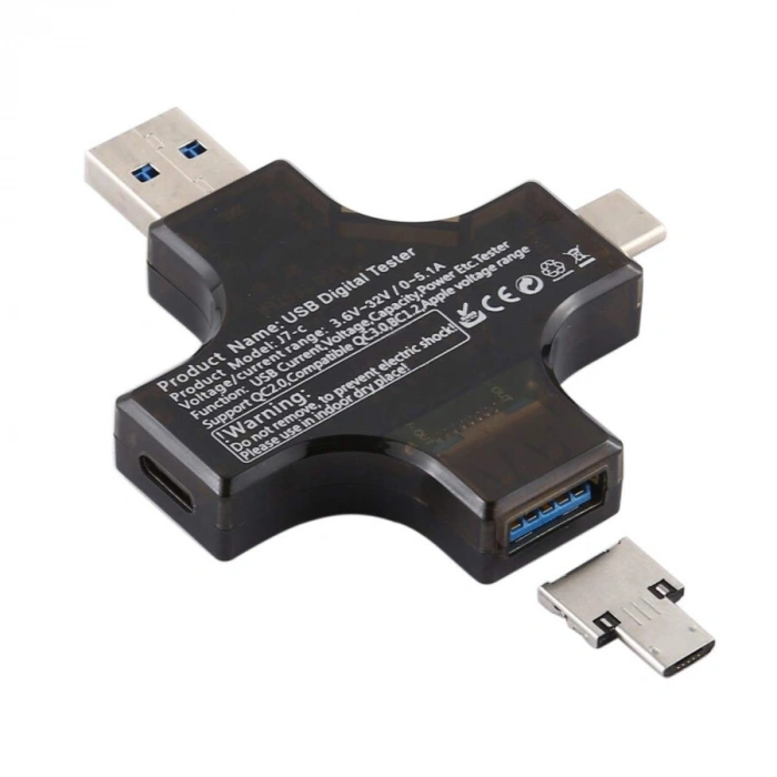 Çok İşlevli Type-C+USB Dijital Test Cihazı