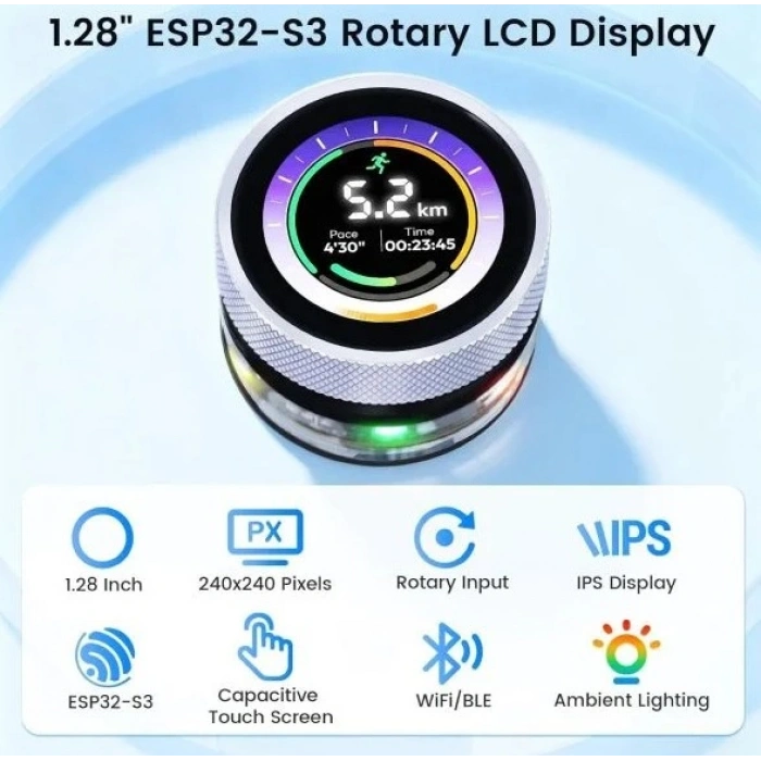 CrowPanel 1.28 İnç HMI Rotary ESP32 Yuvarlak Ekran