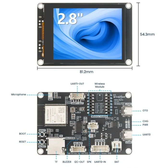 CrowPanel Advance 2.8 ESP32-S3 HMI Dokunmatik Ekran