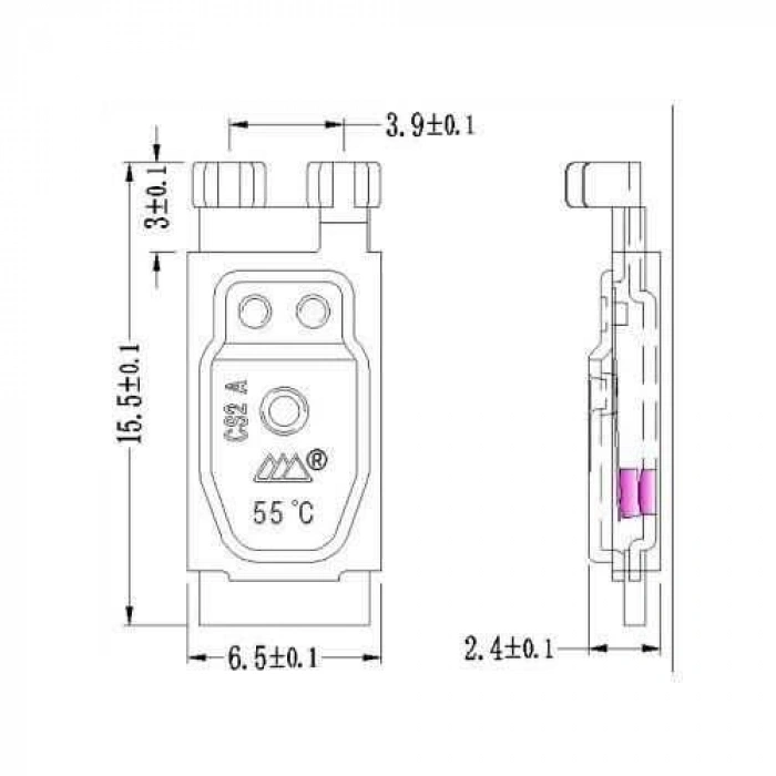 CS2A 250V 8A NC 140 °C Metal Termostat
