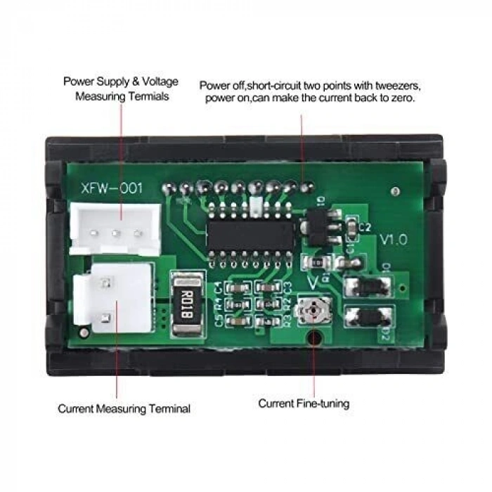 DC 100V 10A Voltmetre - Ampermetre Panel Tipi