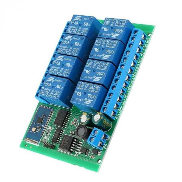 DC 12V 8 Kanal Bluetooth Röle Modülü - BT21A08