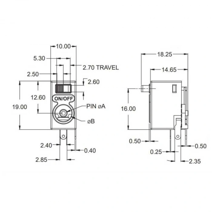DC 2.5 / 3mm Jack Şase Pcb Tipi - On-Off Swichli