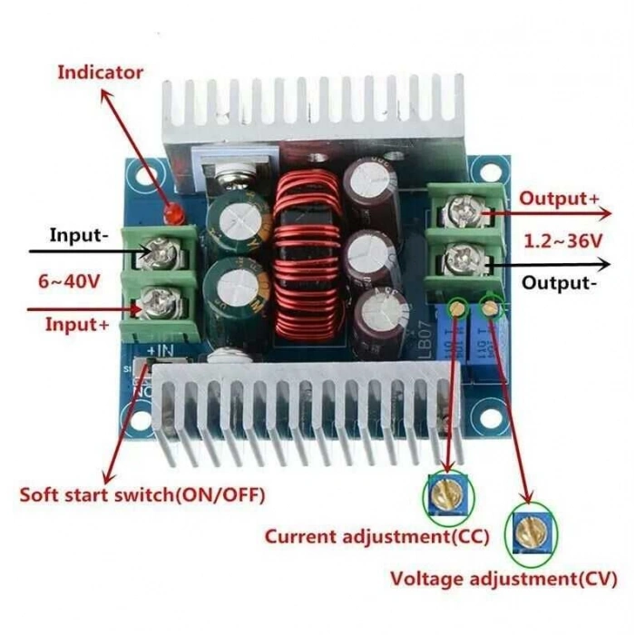 DC-DC 300W 20A Ayarlanabilir Voltaj Düşürücü Modül