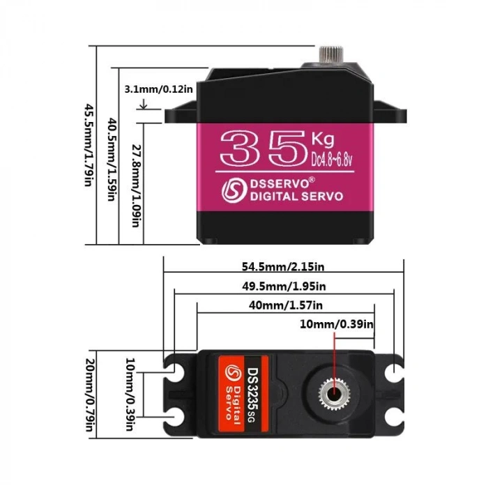 DSSERVO DS3235 35kg Servo Motor - 180 Derece - Su