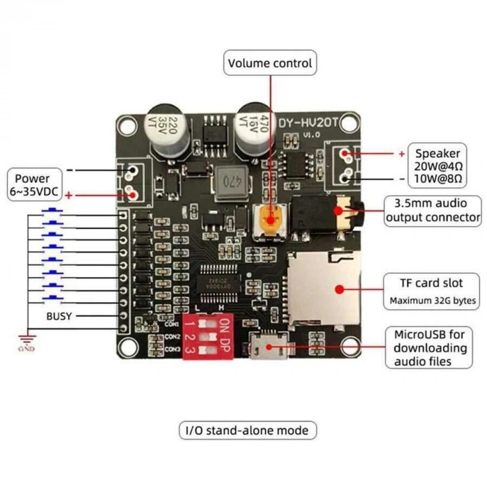DY-HV20T MP3 Ses Çalma Modülü