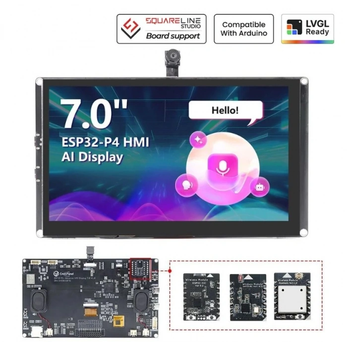 Elecrow CrowPanel Advanced 7 İnç ESP32-P4 WiFi 6 HMI Dokunmatik IPS Ekran (1024x600)