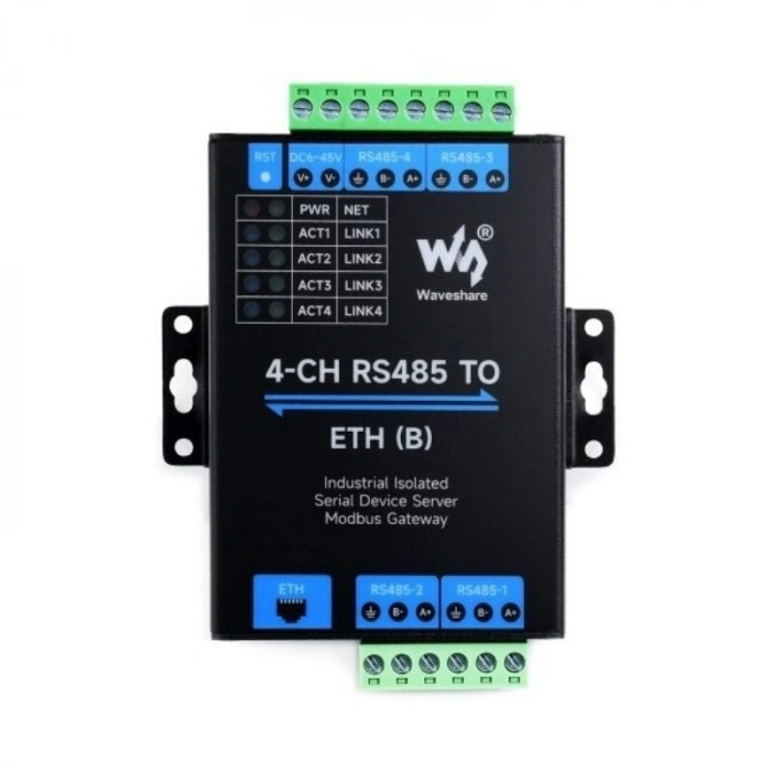 Endüstriyel 4 Kanal RS485 - RJ45 Ethernet Modülü