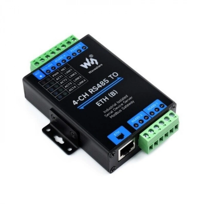 Endüstriyel 4 Kanal RS485 - RJ45 Ethernet Modülü