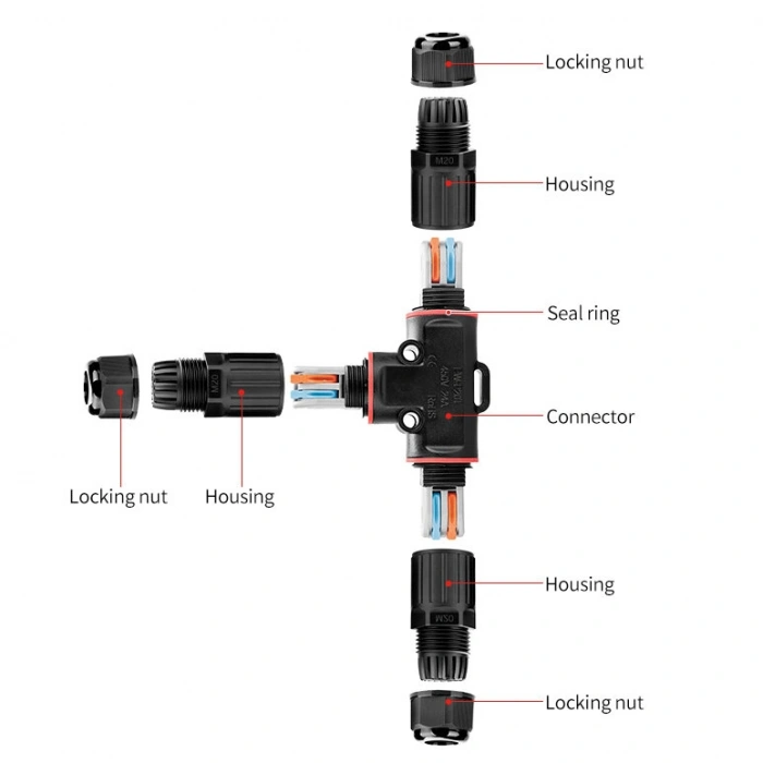 EW-P20T-2P T-Tip 2-Pin Su Geçirmez Konnektör