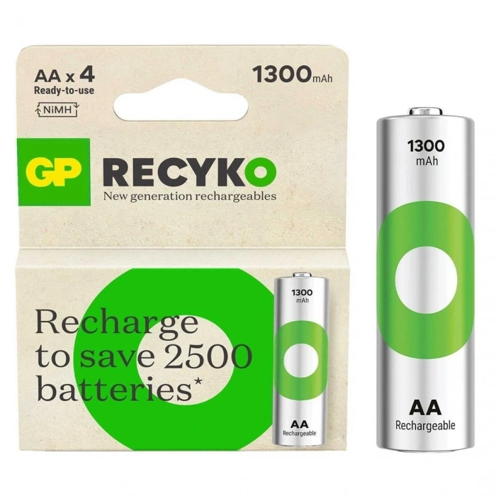 GP RECYKO 1300 MAH NI-MH R6 4lü AA Şarj Edilebilir