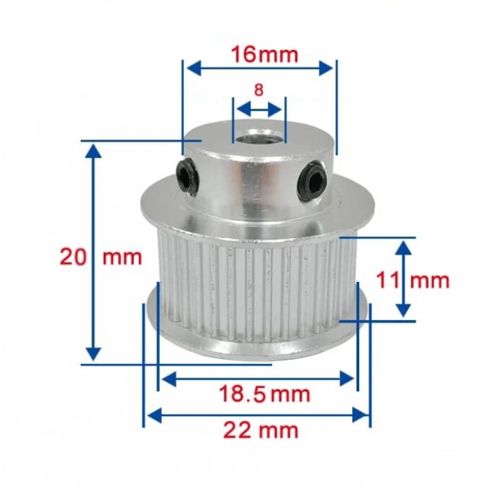 GT2 30 Diş 8mm Kasnak - 10mm Kayış Uyumlu
