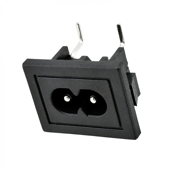 IEC320 C8 2-Pin Erkek Power Soketi 90 Derece