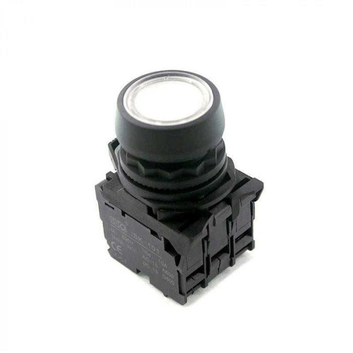 ISP-AW31M5 220V Led Işıklı Yaylı Buton - Beyaz