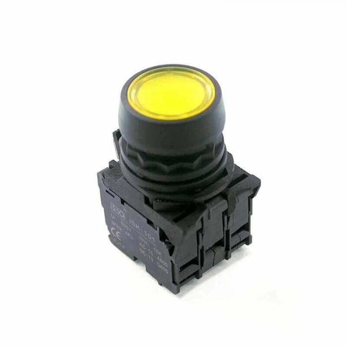 ISP-AW35B5 24V Led Işıklı Yaylı Buton - Sarı