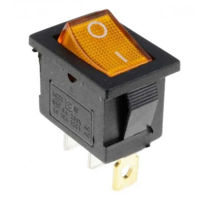 KCD1-1 Sarı Işıklı On/Off Anahtar 3 Pin