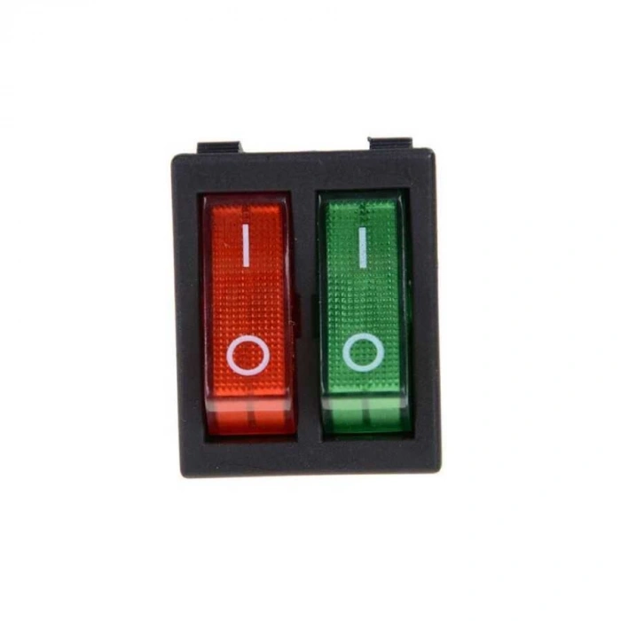 KCD4 İkili Işıklı ON-OFF Switch Kırmızı Yeşil 6 Pin