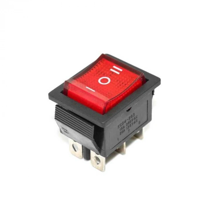 KCD4 ON-OFF-ON Üç Konumlu Işıklı Anahtar 6 Pin