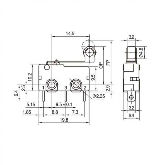 KW11-3Z Micro Switch Makaralı 3-Pin